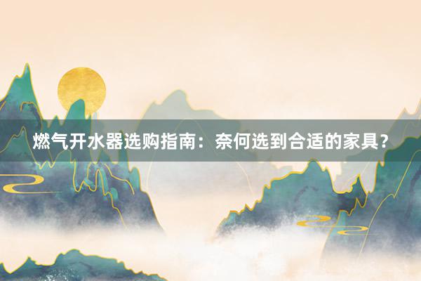 燃气开水器选购指南：奈何选到合适的家具？
